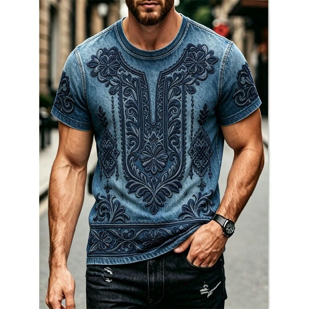 Summer Russian Ethnic Style 3D Print T-Shirts Men