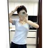 U-neck cotton short-sleeved T-shirt women's summer new solid color slim-fitting and thin shoulder low-neck top