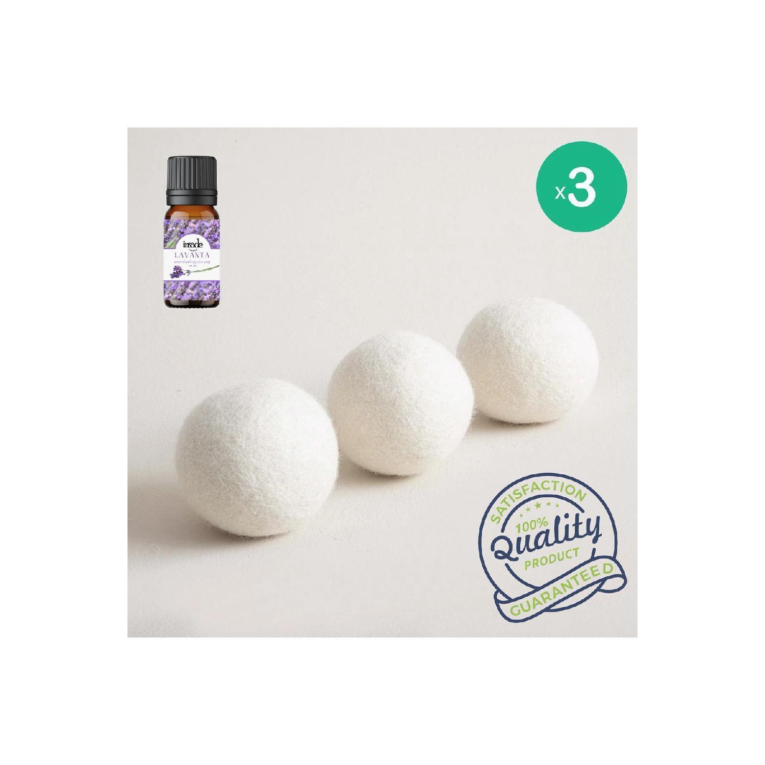 

3 Pieces Dryer Ball Natural Softener Dryer Wool Dryer Balls With Lavender Essence Gift