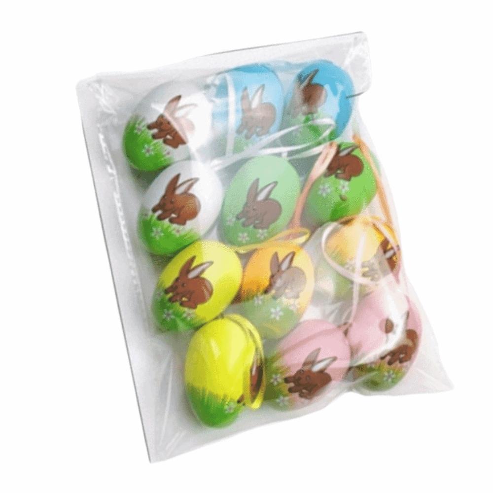 12Pcs/Set DIY Craft Easter Simulation Egg Cartoon Artificial Egg Pendant  Hanging Ornament