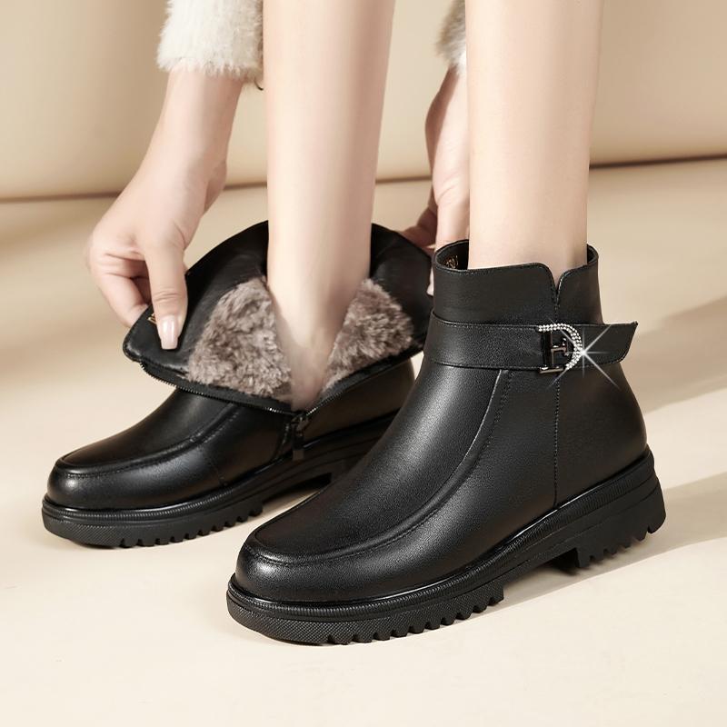 Fashion AIYUQI Women's Snow Boots Genuine Leather 2025 New Winter Mom Boots Anti Slip Large Size Natural Wool Women's Ankle Boots