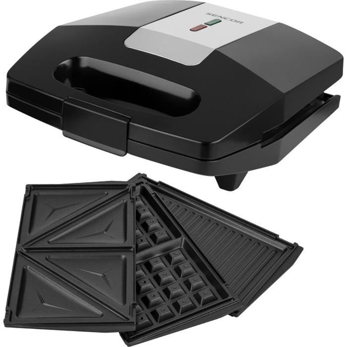 Appareil a croque-monsieur Sencor SSM 9410SS - 3 en 1 - Plaques interchangeables - 700 W - Argent