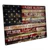 Tin Sign I Pledge Allegiance to the Flag of the United States Vintage Patriotic Metal Wall Art for Home Bar Garage Office Decor