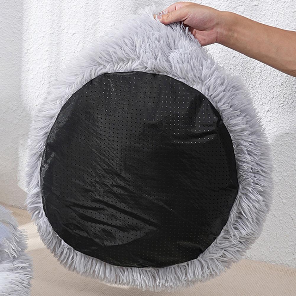 Pet Shell Nest Bed Warm Calming Cat Cave Bed with Hooded Cover Semi Enclosed Fluffy Plush Lined Round Bed for Small Medium Pets