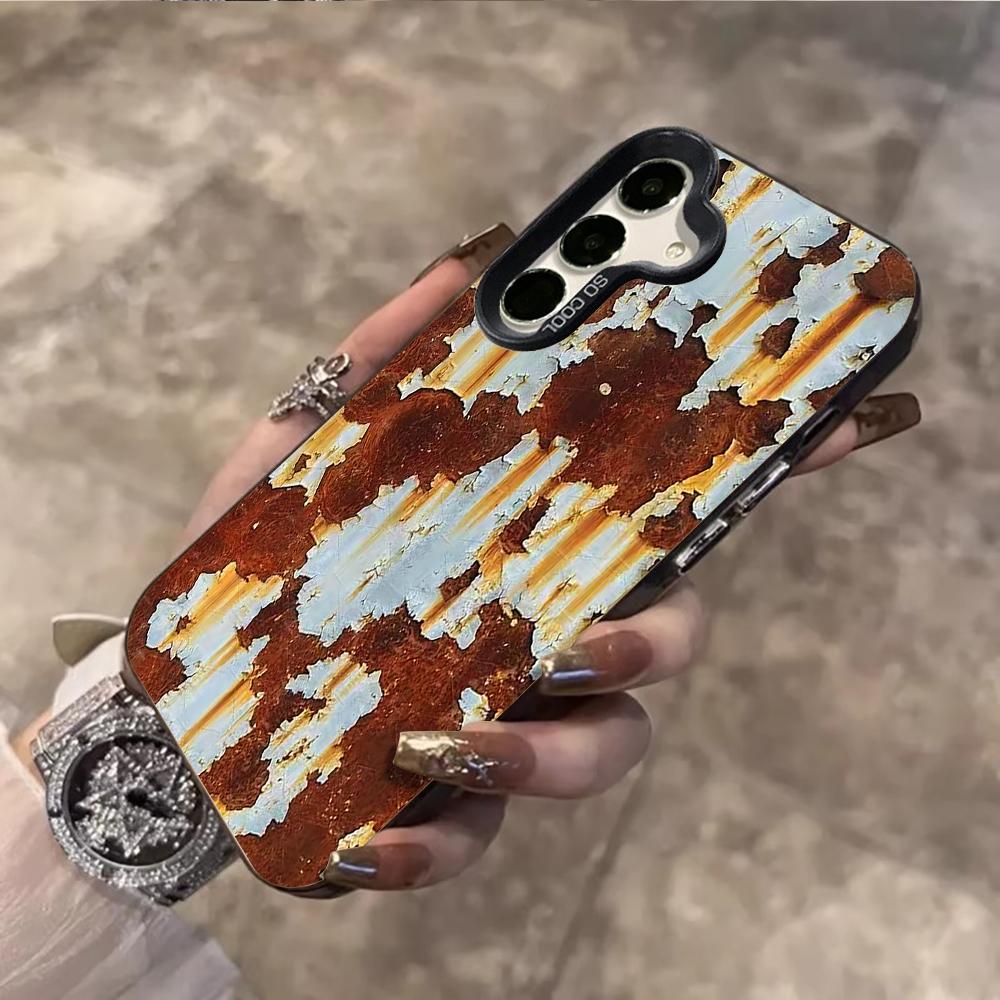Peeling Paint Rust Print Phone Case For Samsung Galaxy S26 Ultra S25 S24 S23 S22 PLUS FE A56 A55 A54 A53 IMD Shockproof Cover