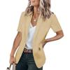 Women's Notched Collar Short Sleeve Blazer Loose Fit Solid Color Single Button Casual Summer Outerwear