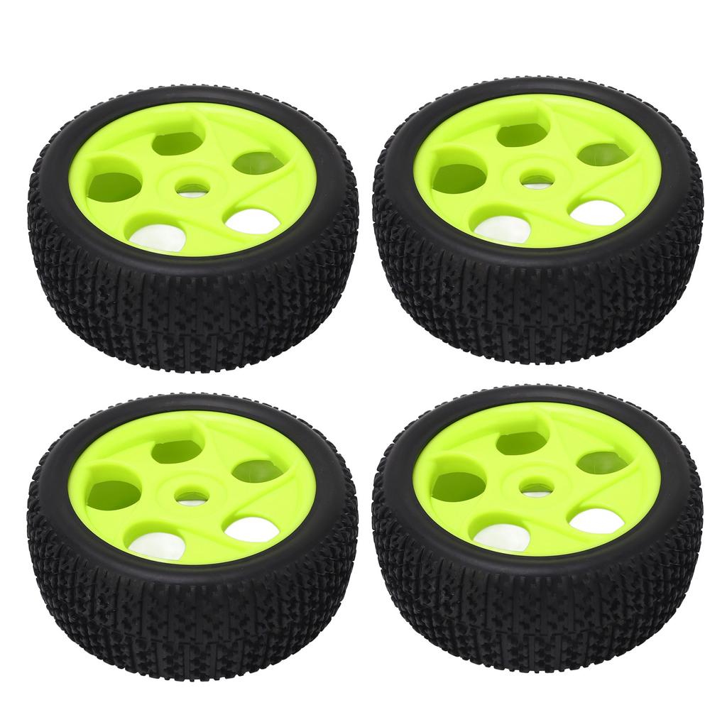 4Pcs RC Tires 5 Holes 17mm Hex Diameter Sturdy Green RC Wheel Rims Tires For  1/8 RC Car