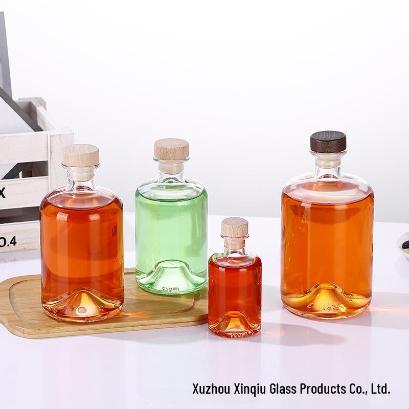 Glass Baijiu & Plum Wine Bottle with Concave Bottom - Ideal for Homebrewing and Infusions