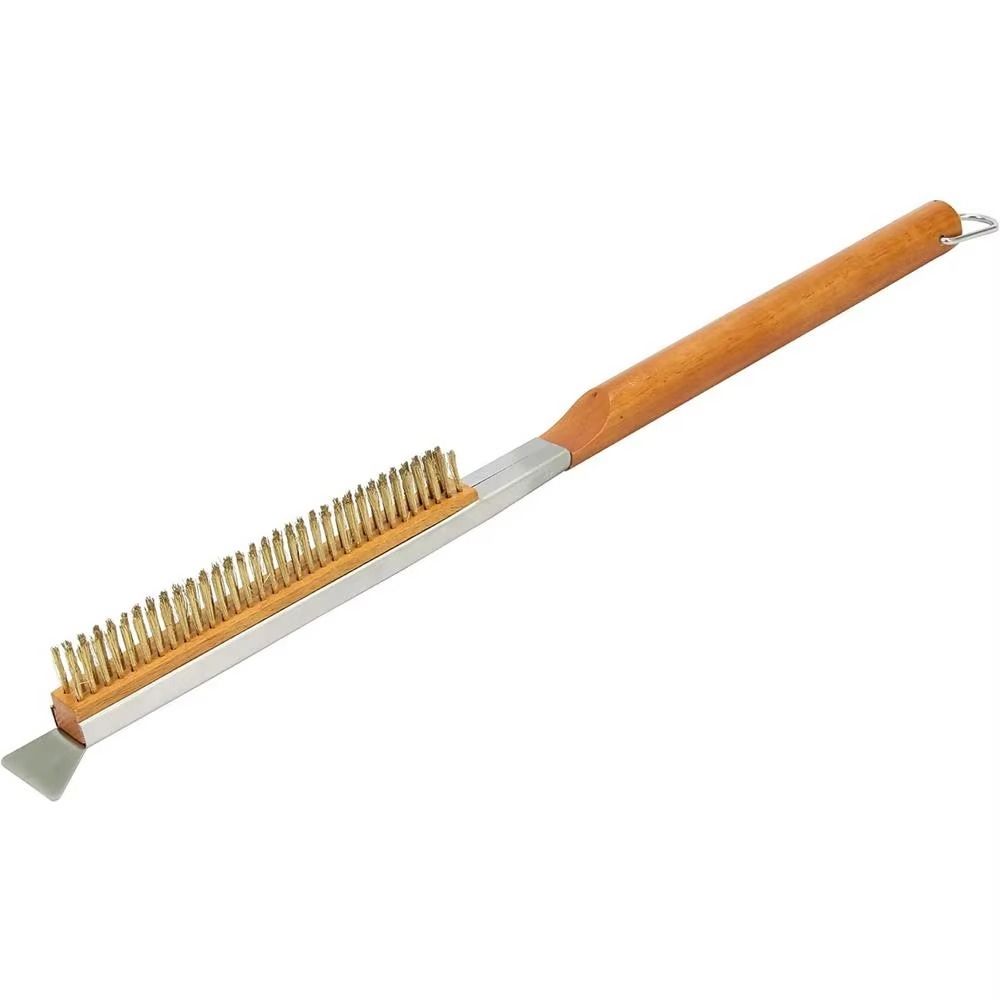 Wood Handle Grill Cleaning Brush 53.5cm Long Pizza Stone Cleaner Brush  BBQ