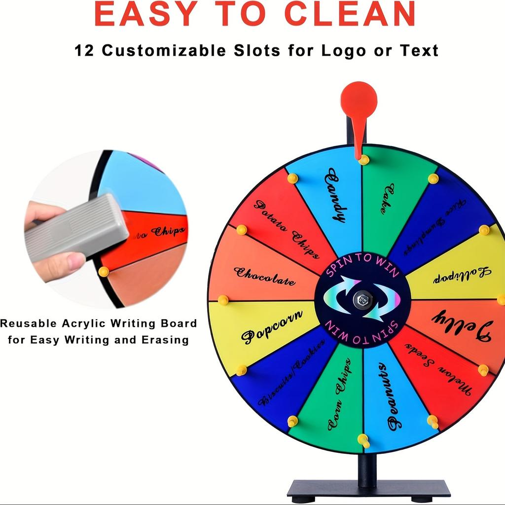 1ks Stolní kolo štěstí - 30,48 cm Roztočitelné kolo s robustní základnou, Roztočitelné kolo pro ceny, Kolo štěstí