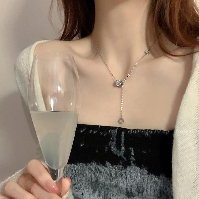 Women's Luxury Silver-Plated Tassel Pendant Necklace