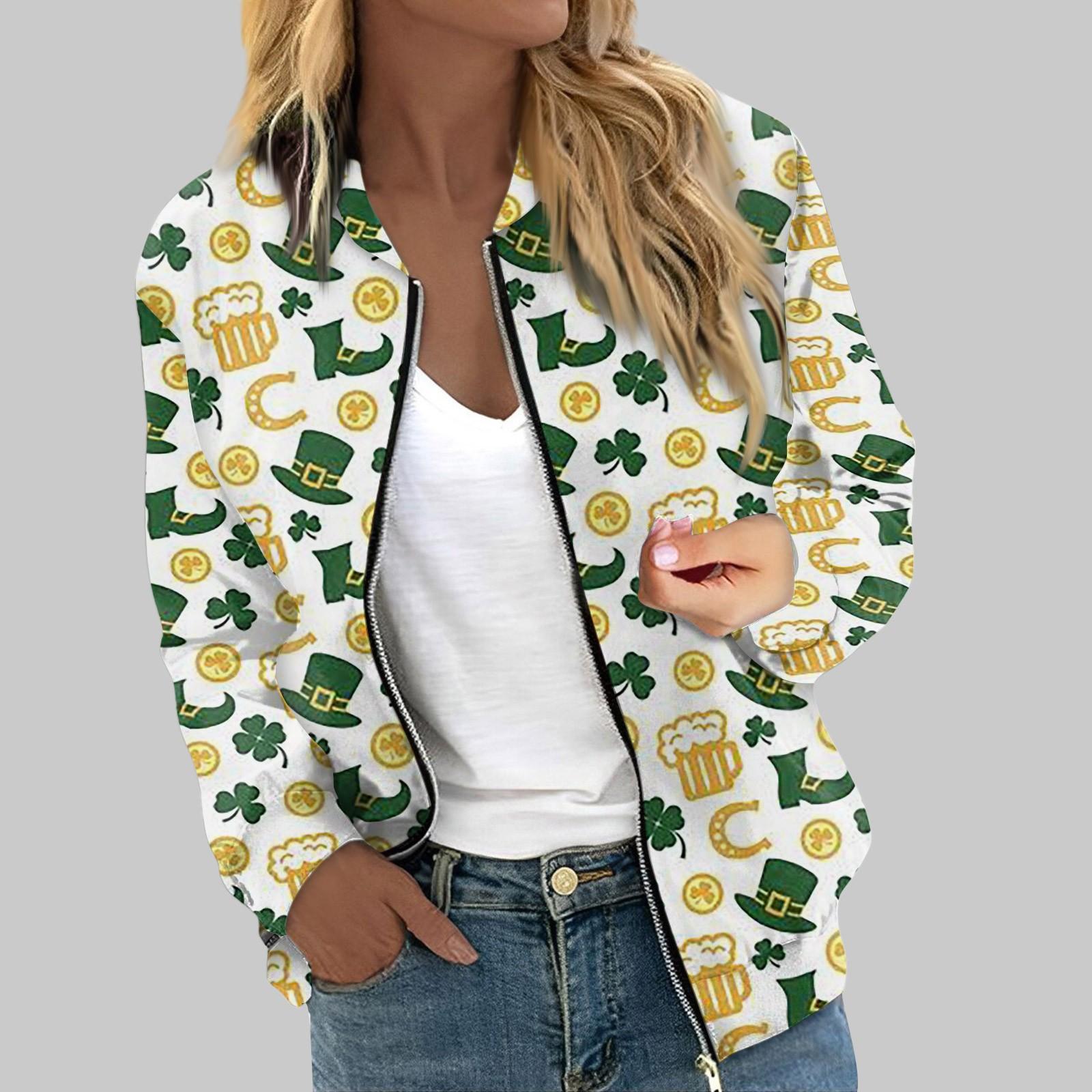 

Женские куртки с длинным рукавом, легкая короткая куртка на молнии с рождественским принтом, повседневная стеганая куртка с карманами XL