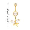 Alloy Rhinestone Piercing Belly Dual Color Shiny Leaf Navel Jewelry Exquisite Dangled Design Flower Rhinestone Belly Ring Beach