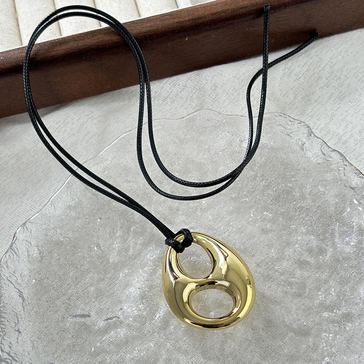 Metall Große Geometrische Ovale Kreis Anhänger Halskette Für Frauen Mädchen Langer Stil Pulloverkette Schmuck Geschenke white
