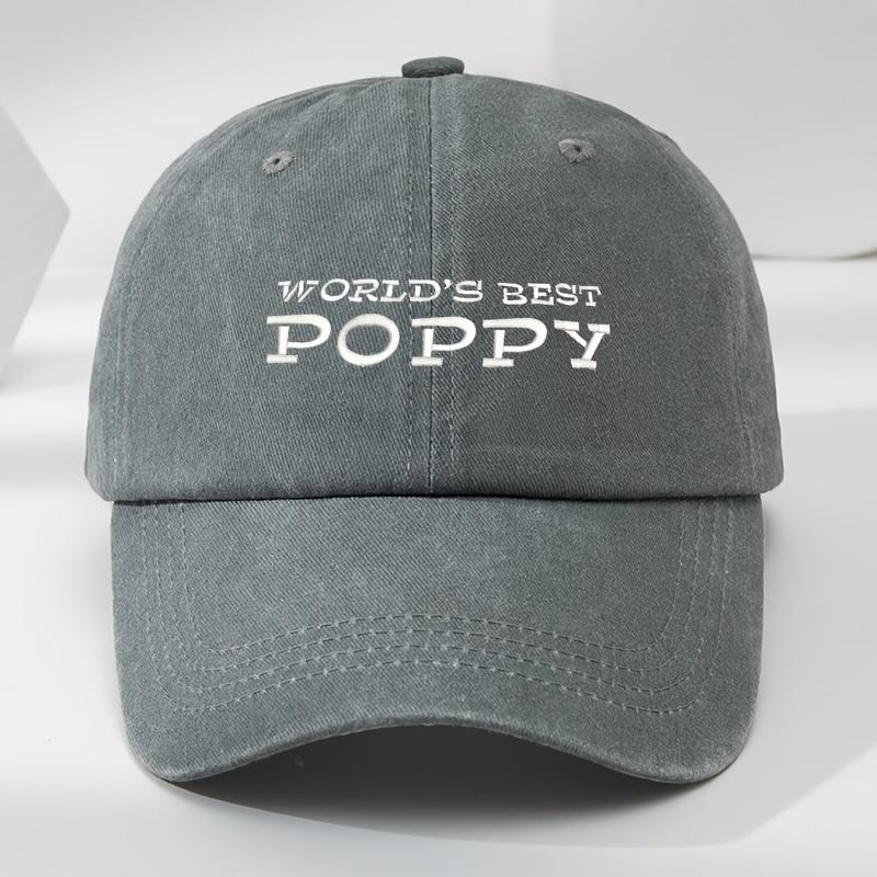 Poppy Letters Three-dimensional Embroidered Baseball Cap Classic Washed Old Retro Peaked Cap Soft Top Adjustable