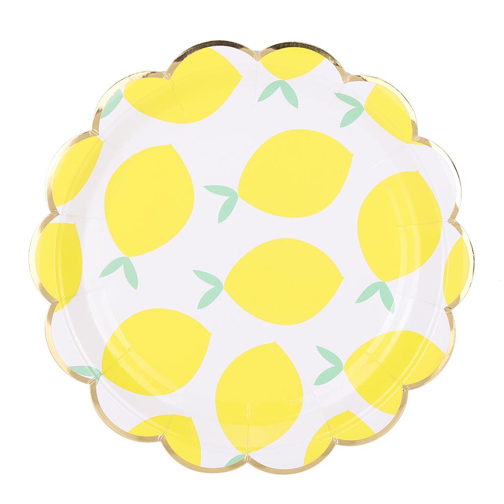 Cute Lemon Fruit Themed Wedding Party Disposable Paper Cup Plate Napkin Tableware Set