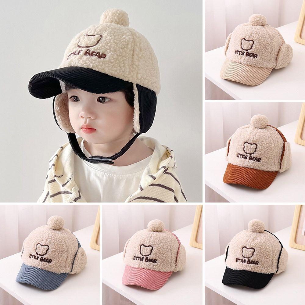 Cute Bear Baby Baseball Cap Warm Kids Peaked Caps Fashion Toddler Plush Hat Boys Girls