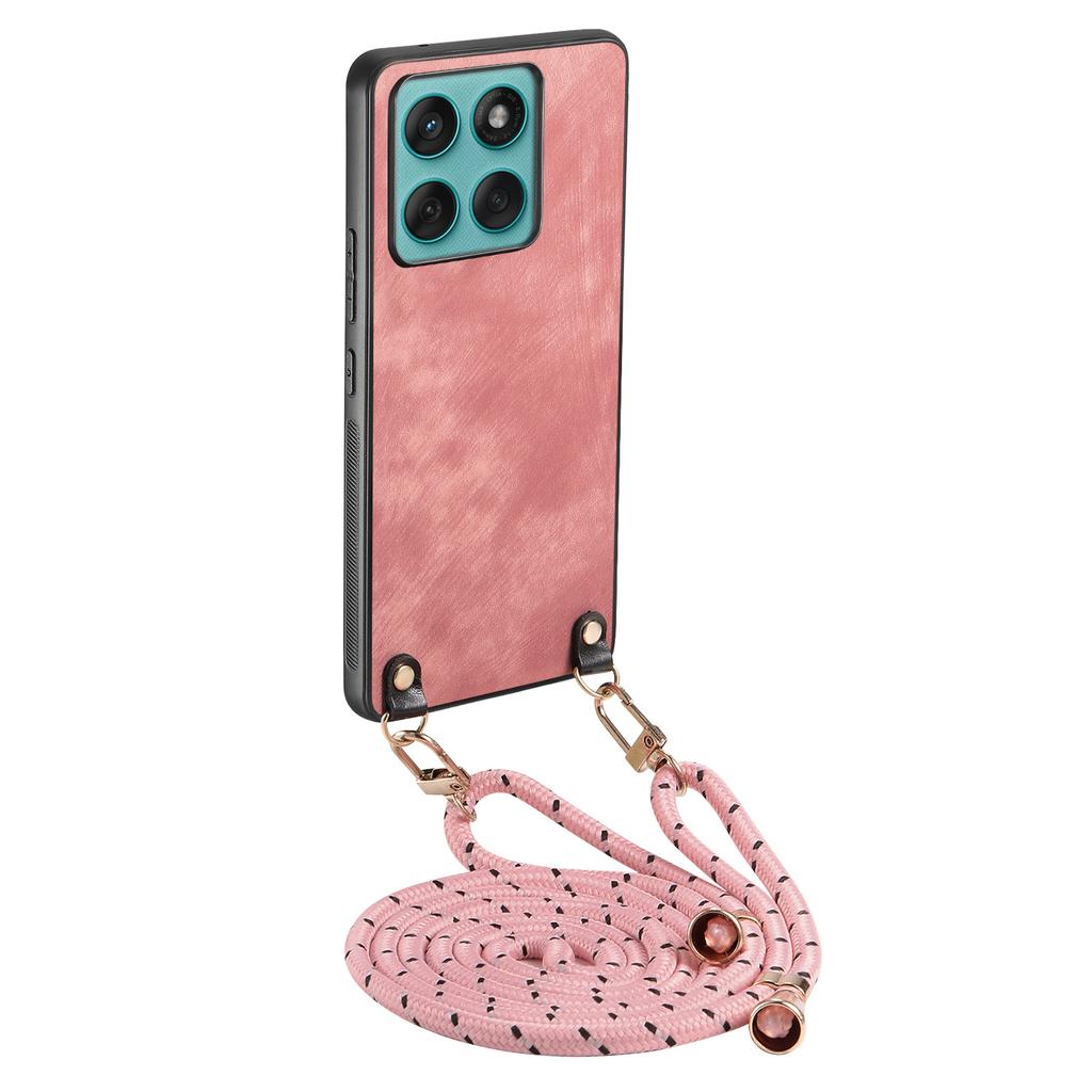 For Motorola Edge 60 Fusion 5G Retro Leather Phone Back Cover with Adjustable Strap