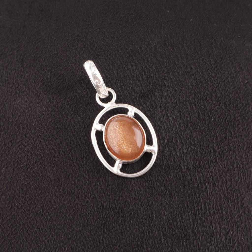 Oval Natural Peach Moonstone 925 Sterling Silver Daughter Gift Unique Pendant PP-6-29