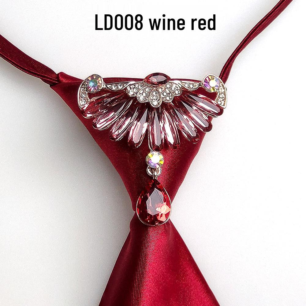 Broche en Cristal Élégante Européenne et Américaine Cravate Nœud Style Preppy pour Femmes