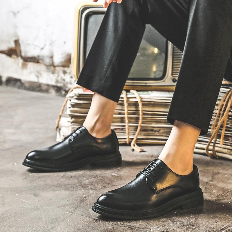 Chaussures d'affaires en cuir grande taille pour hommes Version coréenne Petite taille 37 Décontracté Mariage Chaussures pour hommes Tenue de témoin Chaussures de marié 19932-J