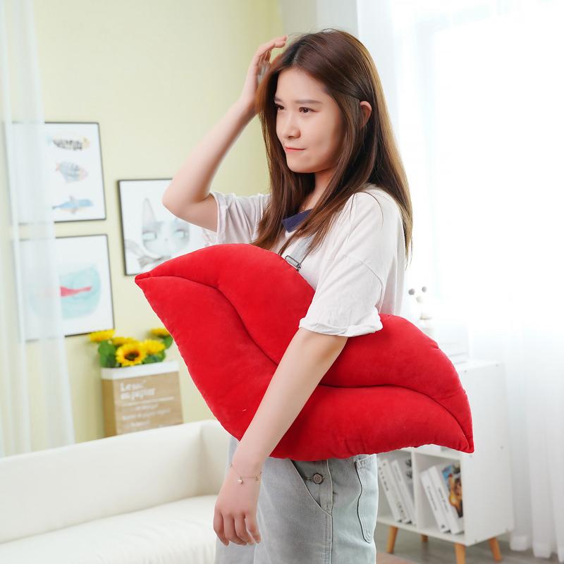 Cuscini Decorativi a Forma di Labbra Rosse e Rosa Morbidi Giocattoli di Peluche Imbottiti Cuscino per Letto Divano Ufficio Cuscini Abbracciabili Creativi per Regali per Ragazze