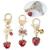 Set Of 3 Realistic Strawberry Keychain Ornaments Lobster Clasp Keyring Decorative Accessory for Keys Bags and Phones