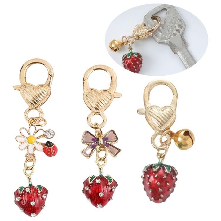 Set Of 3 Realistic Strawberry Keychain Ornaments Lobster Clasp Keyring Decorative Accessory for Keys Bags and Phones