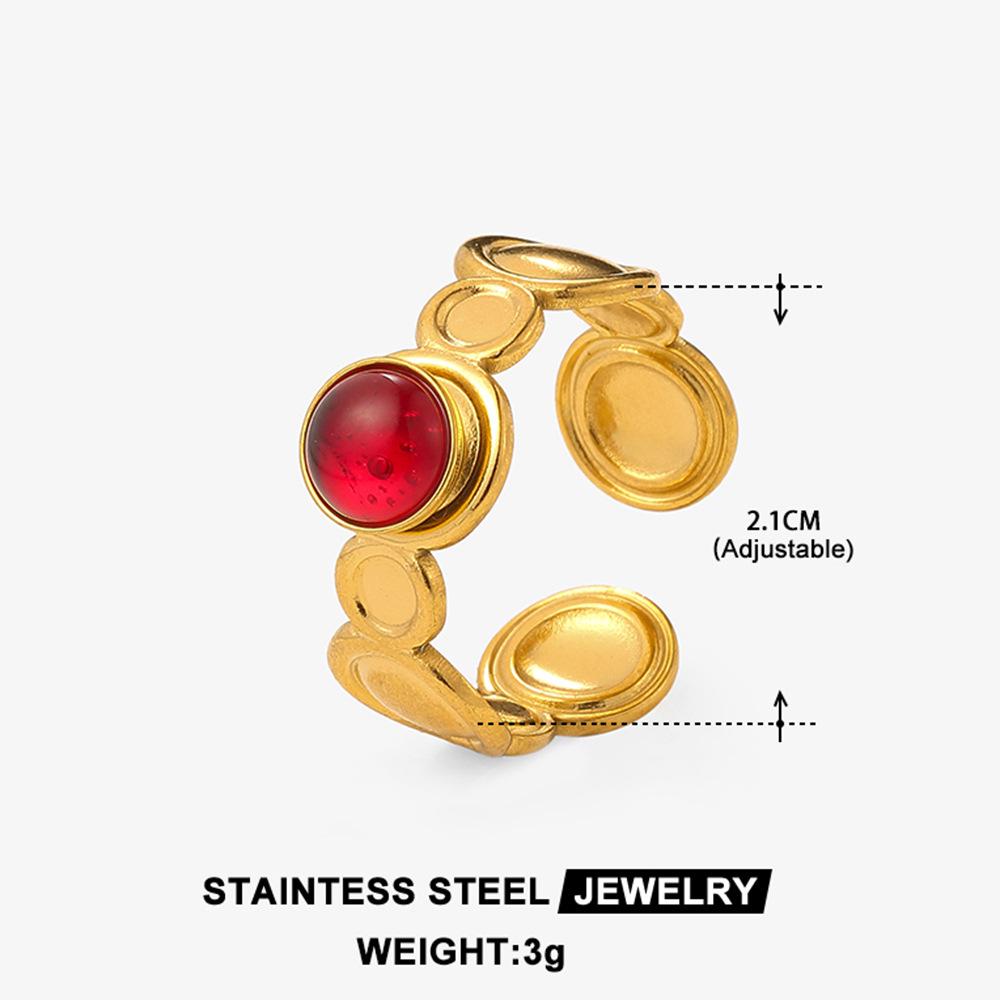 Adjustable Turquoise Geometric Titanium Steel Ring - Non-fading, High-end Design