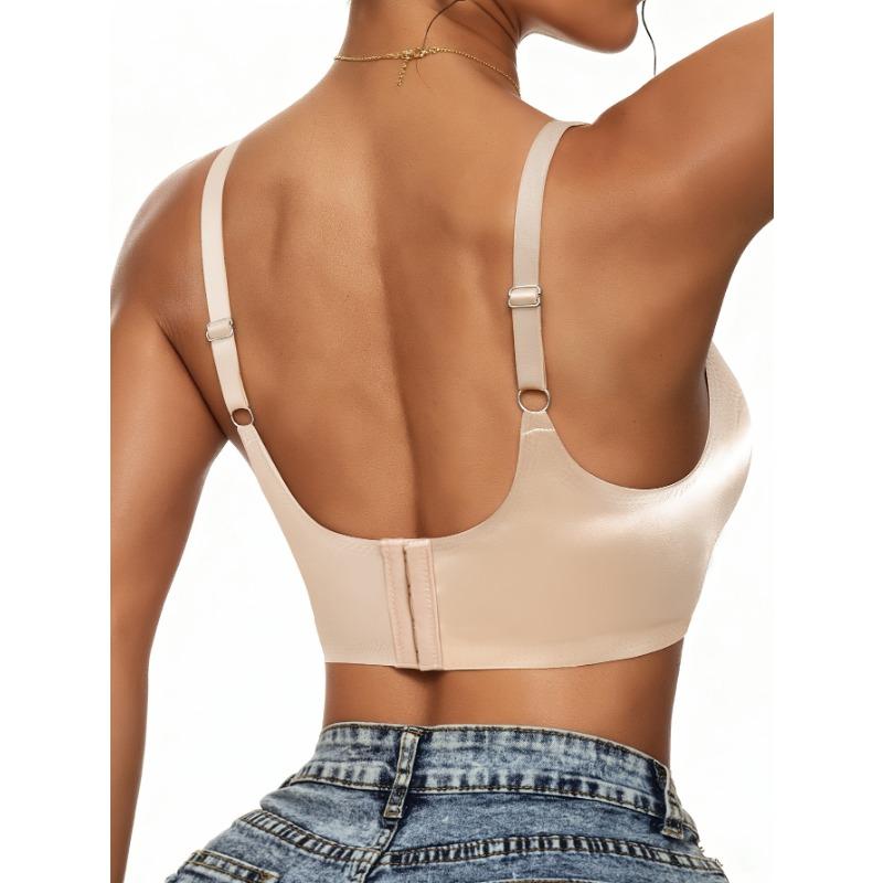 Women's Seamless Wireless Push Up  Adjustable Strap Invisible Support Bralette, Comfortable Everyday Bra for Large Bust