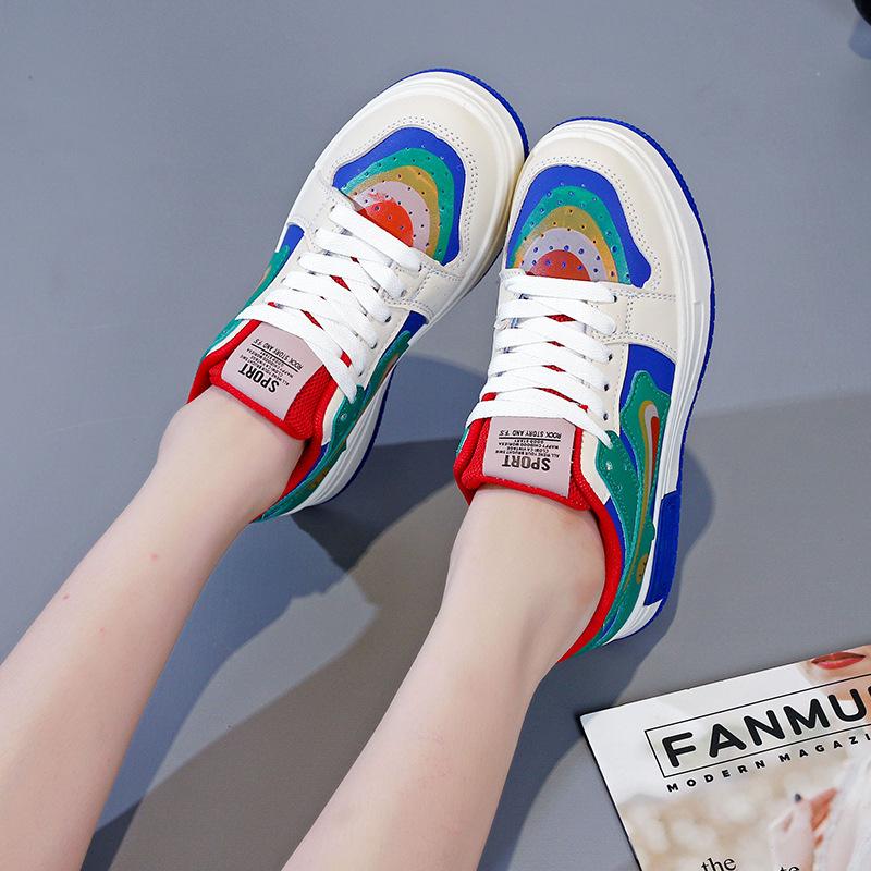 Tênis Arco-Íris Primavera e Outono Sapatos Casuais de Skate Sapatos para Namorada Natal Ano YH
