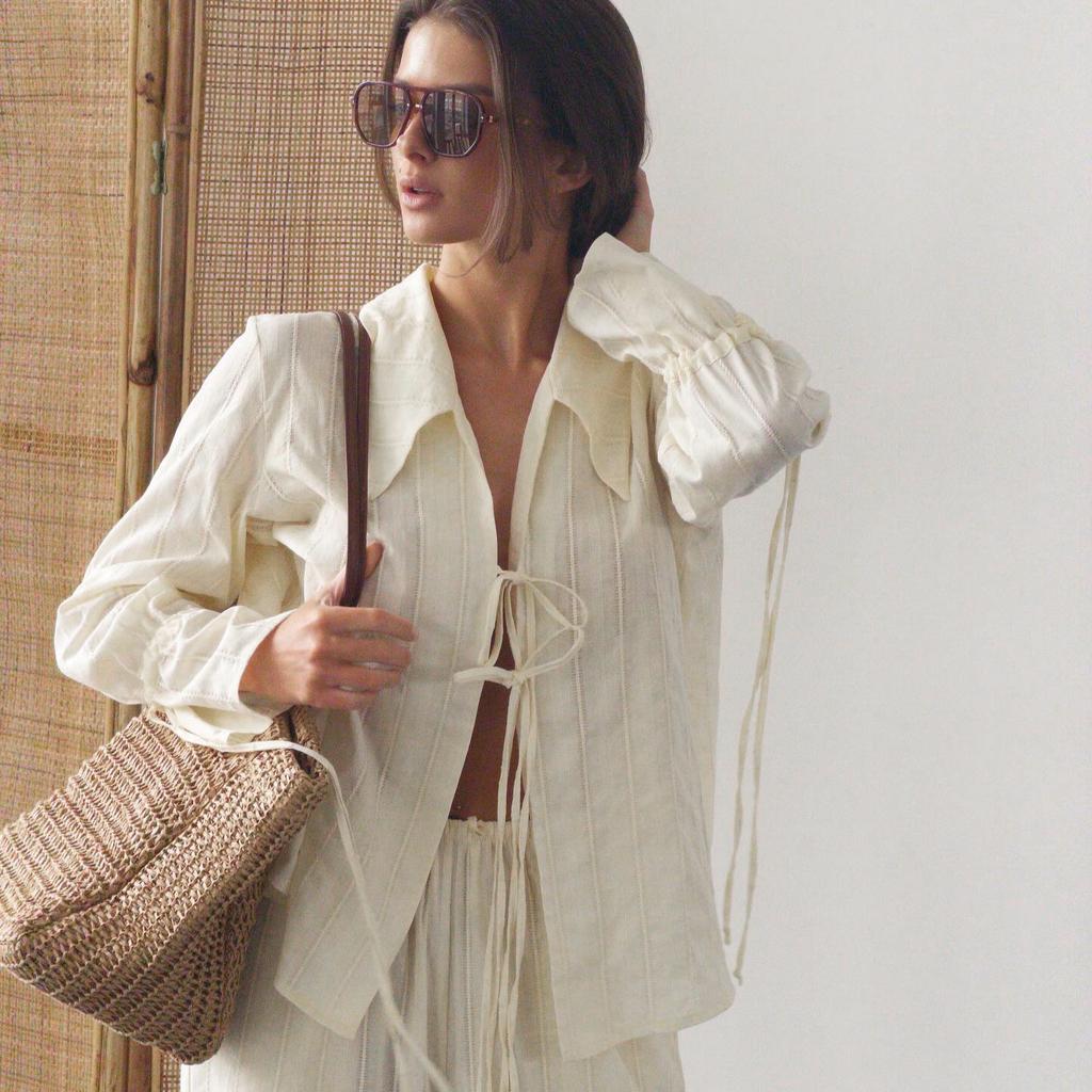 1116 Autumn New Chinese Women's Clothing Set Long Sleeve Jacquard Shirt Loose Pants Fashion Casual Two-piece Set