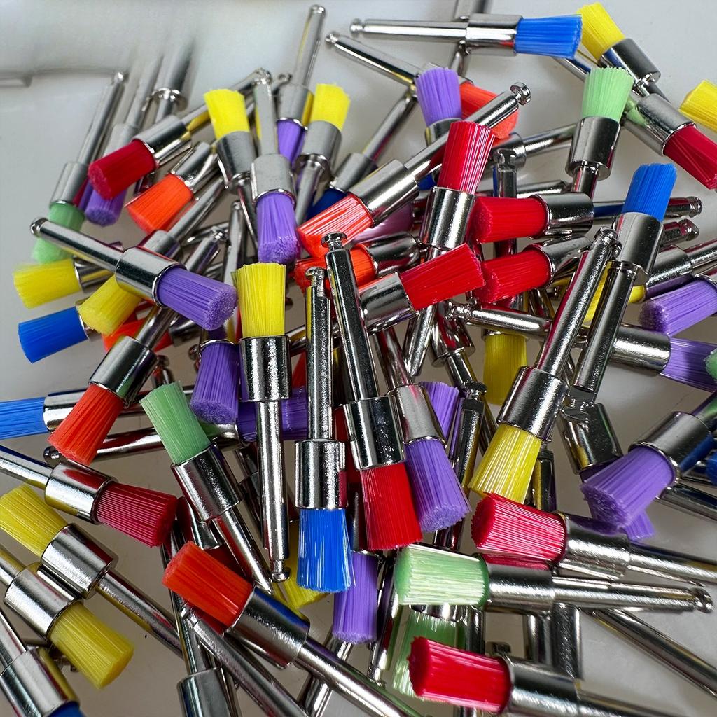100pcs Dental Prophy Brushes Polishing Polisher Disposable Latch type Mixed color Plat Used for stain removal and polish