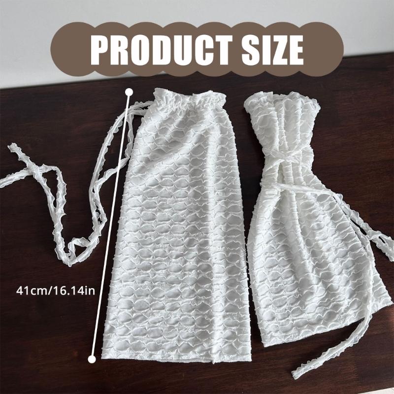 Ballet Dance Leg Warmers Summer Mesh Leg Warmers Flared Leg Sleeves Sweet Bows Lace Up Legwarmers Streetwear for Womens