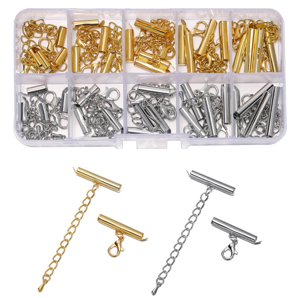 20Sets/Box 10-25mm Lobster Clasps Hooks Extending Chain Bracelet End Connectors Slider Clasp for Handmade Jewelry Making Finding