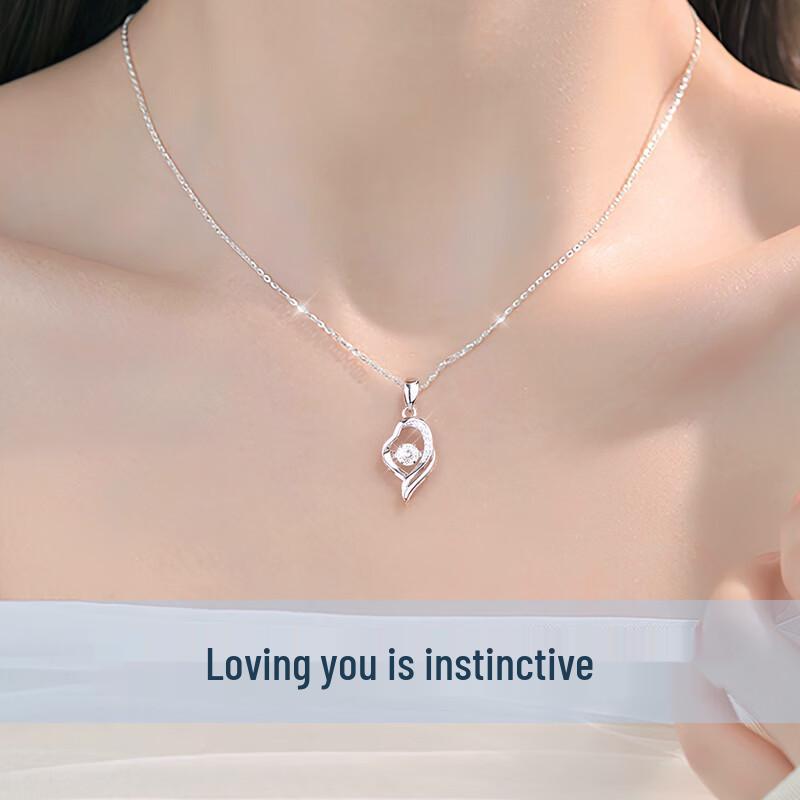 Zhenshangyin Moissanite Sterling Silver 'My Heart For You' Pendant Necklace