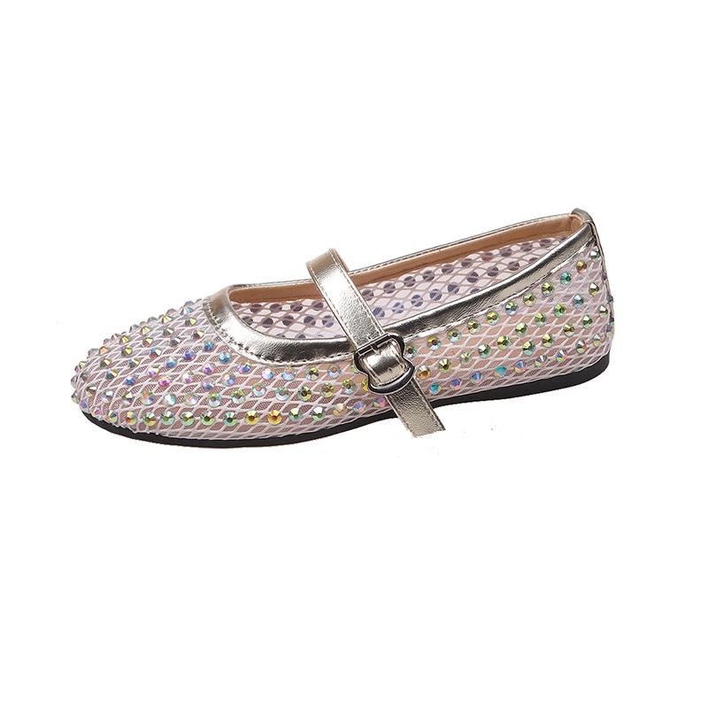 Fashion 2025 Mesh Breathable Rhinestone Fashion Versatile Women's New Fashion Style Belt Flat Soft Soled Mary Jane Shoes Womens Shoes