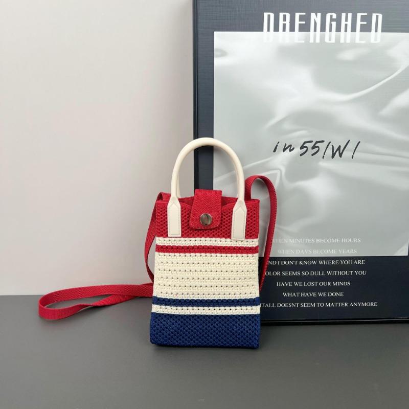 New mobile phone bag knitted hollow stripe color matching national leisure style fashion casual versatile daily commuting mobile phone