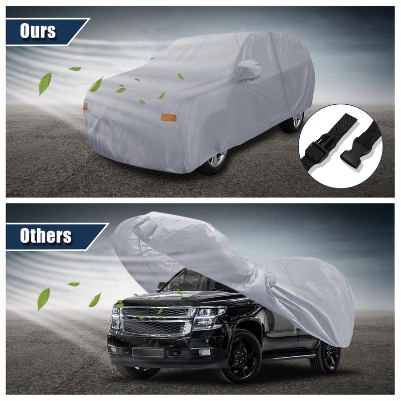 Motoforti SUV Cover for Chevrolet Tahoe 4 Door 07-24 Waterproof Sun Rain Dust Wind Protection 190T PU W/ Driver Door Zipper