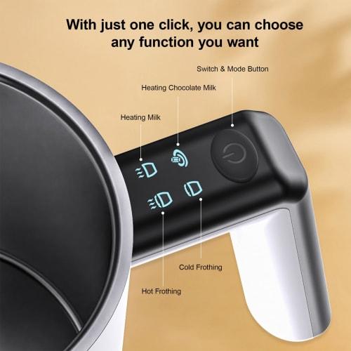 Milk Frother and Steamer, 4 in 1 Automatic Milk Warmer, 400W, Non-Stick Interior, 580ml Hot/Cold Stainless Steel Milk Foam Maker for Coffee, Hot Choco