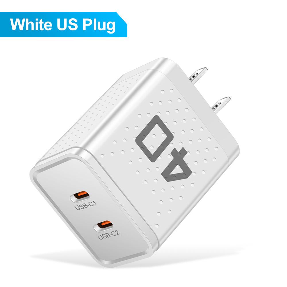 40W Dual PD Schnellladegerät mit US/EU/UK-Steckern für Reisen