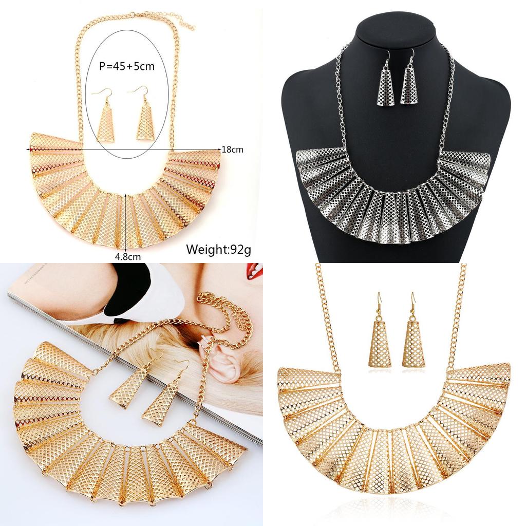 Geometric Chain Necklace With Hollow Design For Travel Gifts