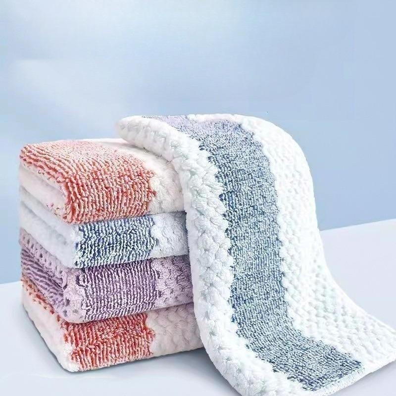 Coral Fleece Rags, Kitchen Dishcloths, Cleaning Towels, Square Towels, Water-absorbing and Non-shedding Hand Towels, Non-greasy Towels