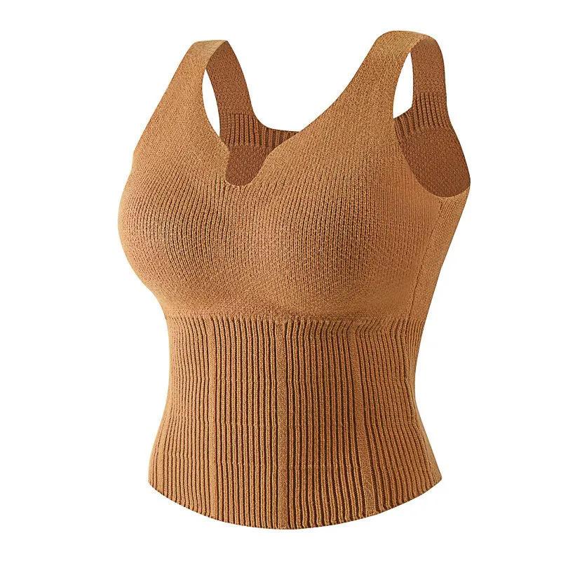 

Версия Вязаный Терможилет Жилет Женский Осень и Зима с Нагрудником V-образный вырез Внутри и Снаружи Приталенный Топ без Рукавов Average size 80-65kg