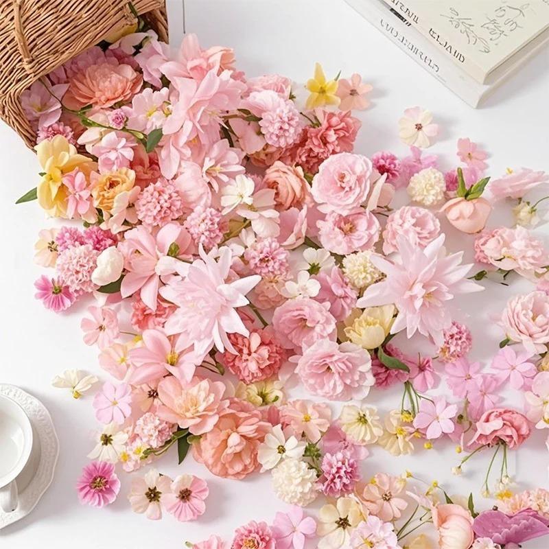 20/50Pcs Artificial Flower Head Mini Silk Artificial Rose Daisy Flower Craft Supplies Wedding Party Craft Wreath Home Decoration