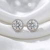 ebay round white zircon stud earrings shine women's trinkets European and American fashion electroplated men's earrings ears