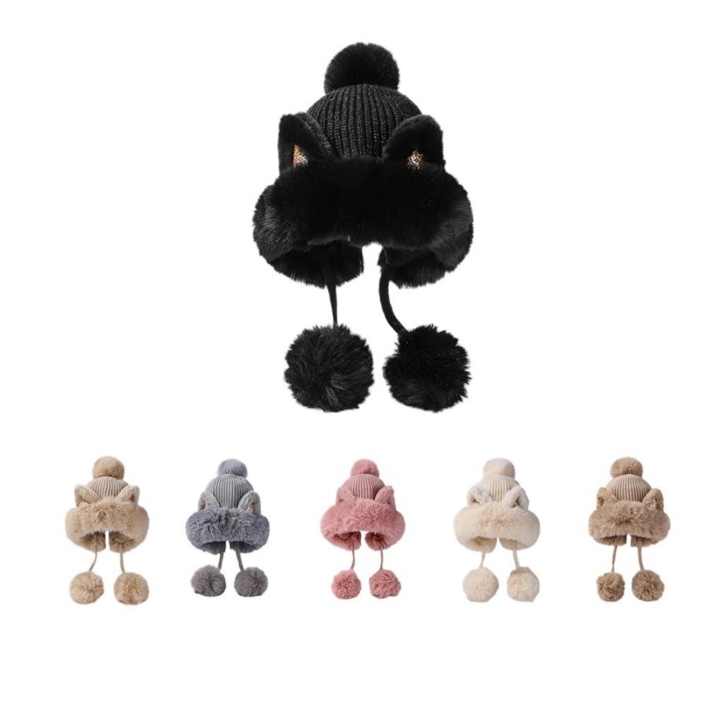 Woolen Winter Plush Hat Cartoon Ear Protection Hat Fashion Cat Ears Beanie Streetwear