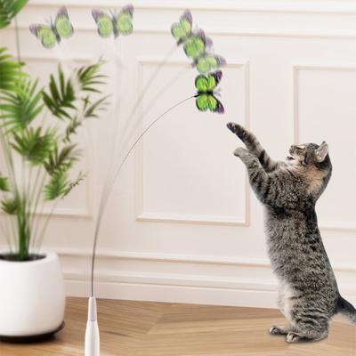 Flying Butterfly Cat Toy Cat Toy Teaser with Rotating Automatic Cat Interactive Electric Suction Cup Base for Indoor