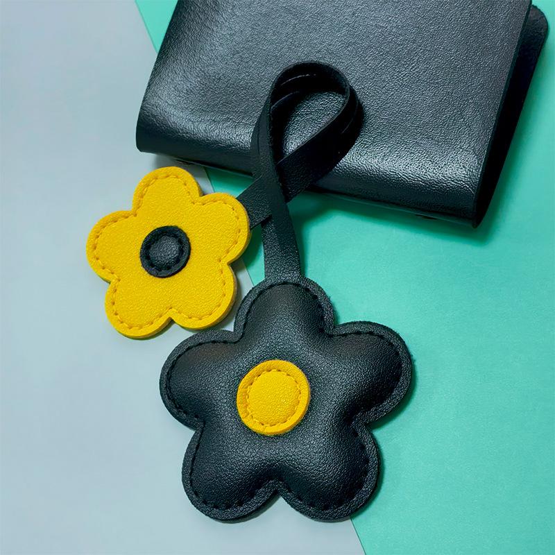 Contrast-color Flower Bag Charm, Creative PU Leather Sunflower Keychain, Bag Accessory