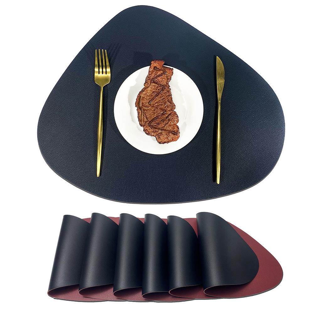 Nordic Style Waterproof Double-Sided Lychee Grain Leather Placemat - Heat Resistant, Wear-Resistant Table Mat for Hotels